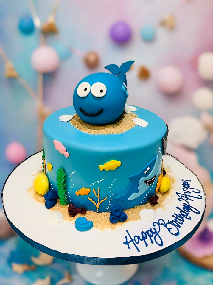 Blue Whale Shark Fondant Cake