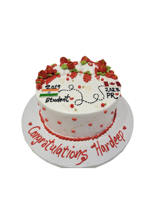 Hardeep Red Floral Pr Cake