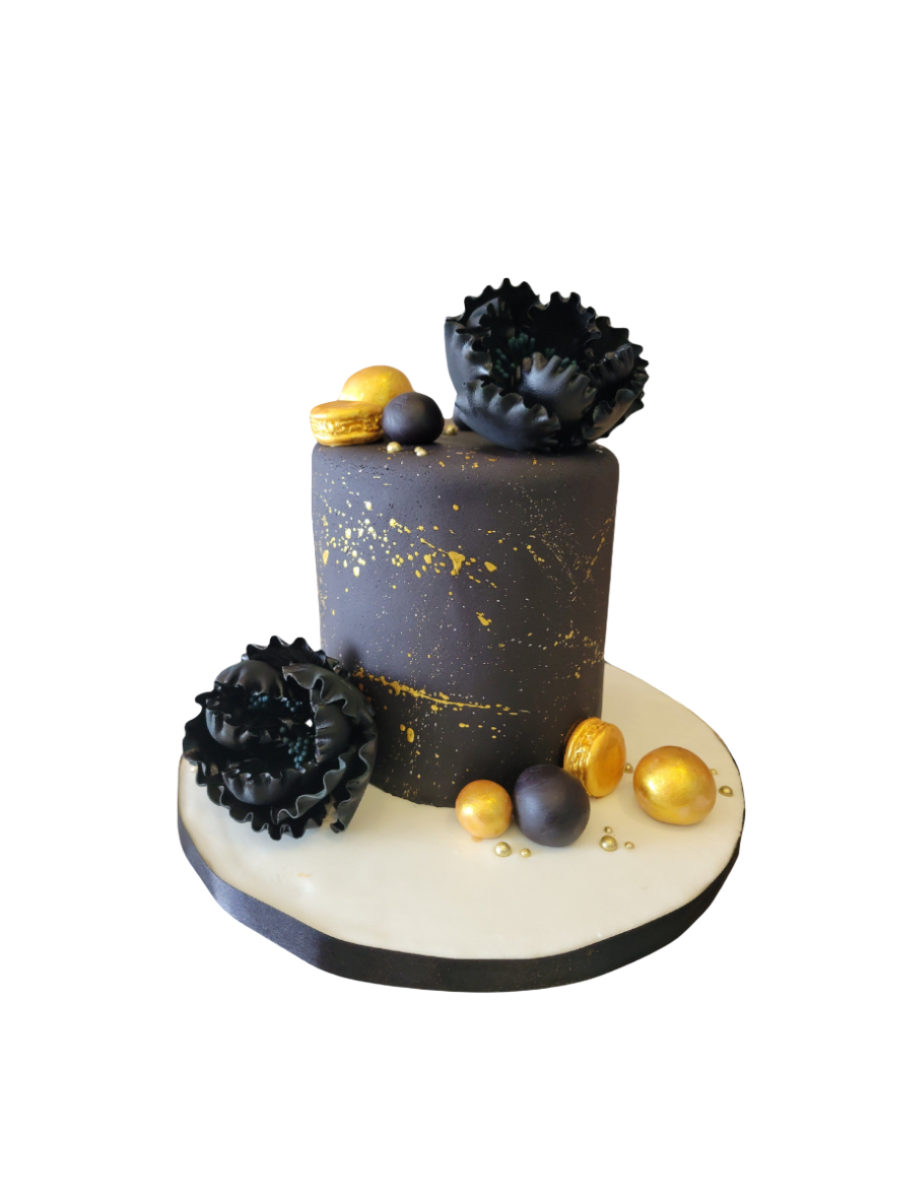 Black & Gold Fondant Cake
