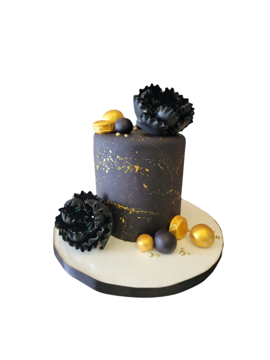 Black & Gold Fondant Cake