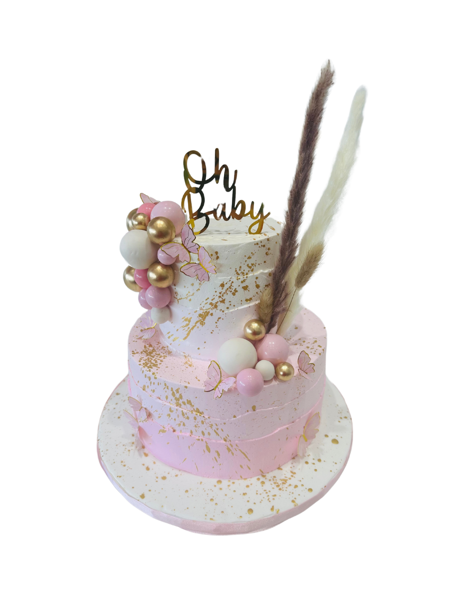Pink Boho Baby Shower Cake