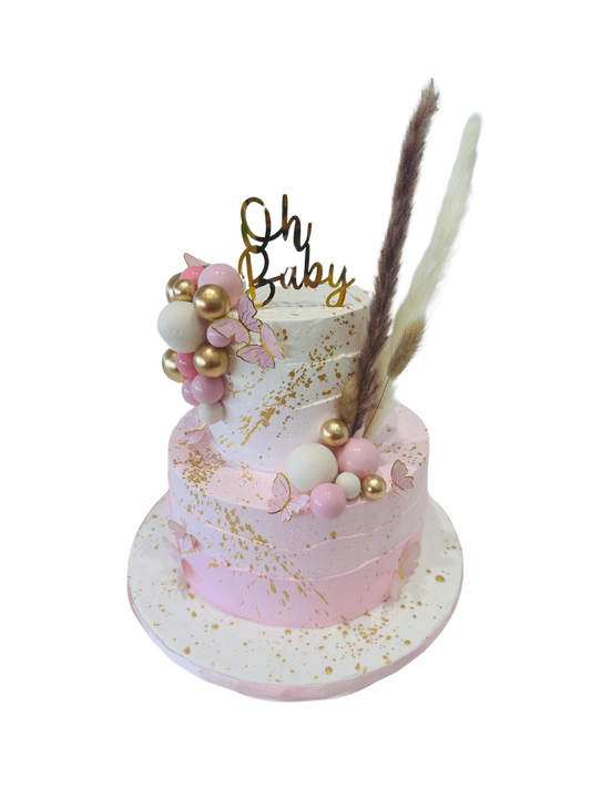 Pink Boho Baby Shower Cake