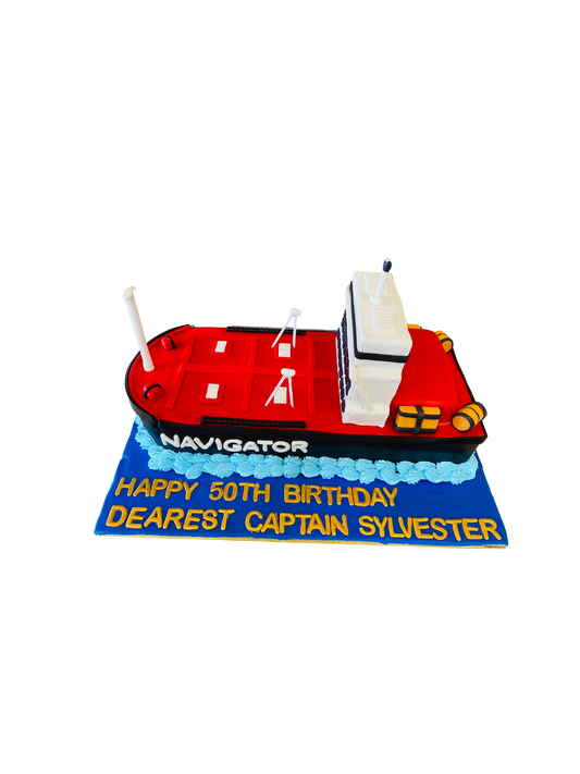 Navy Ship Molded Fondant Cake