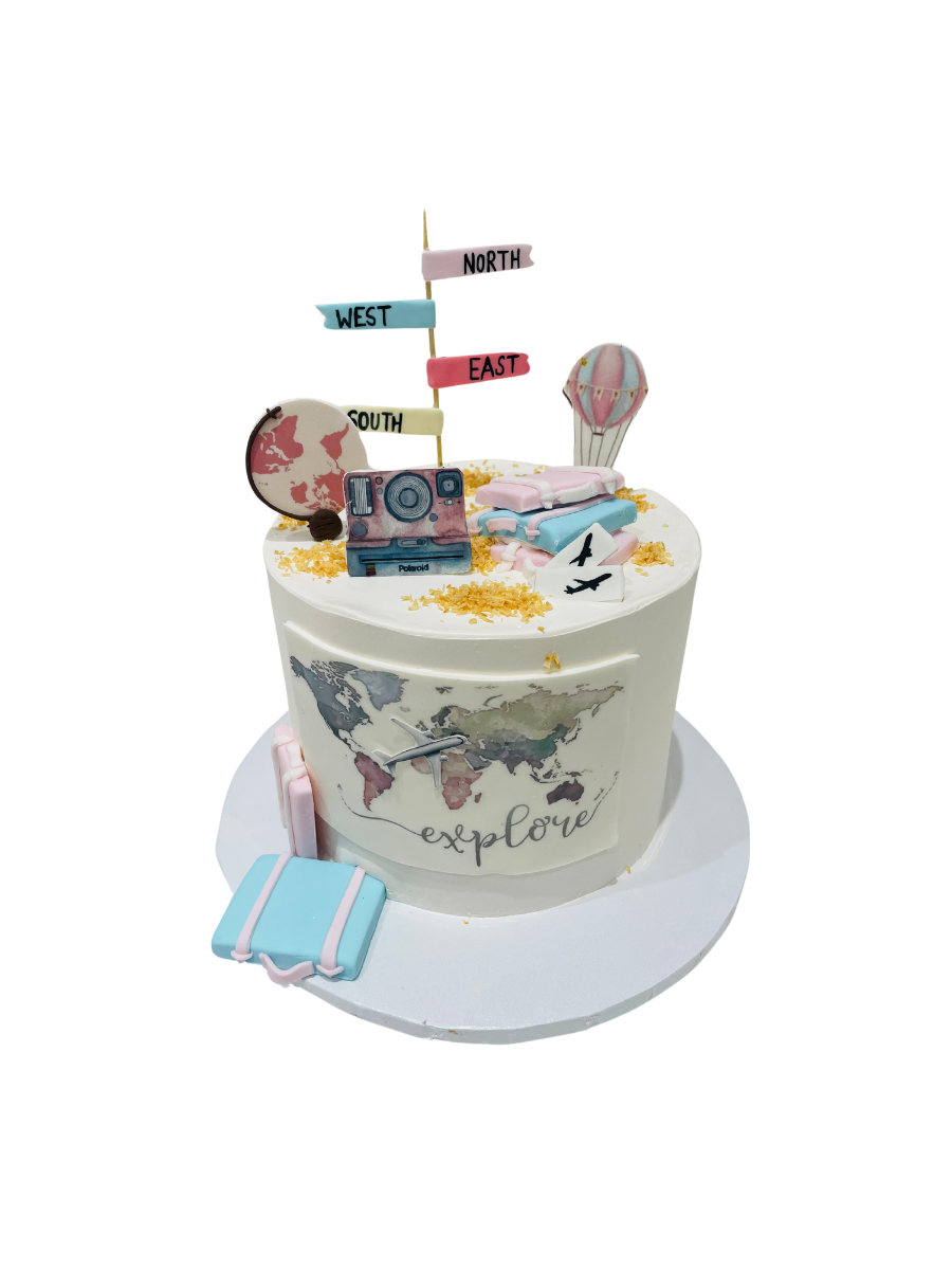 Travel Theme Cream Cake