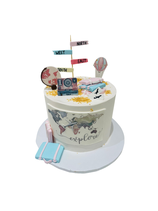 Travel Theme Cream Cake