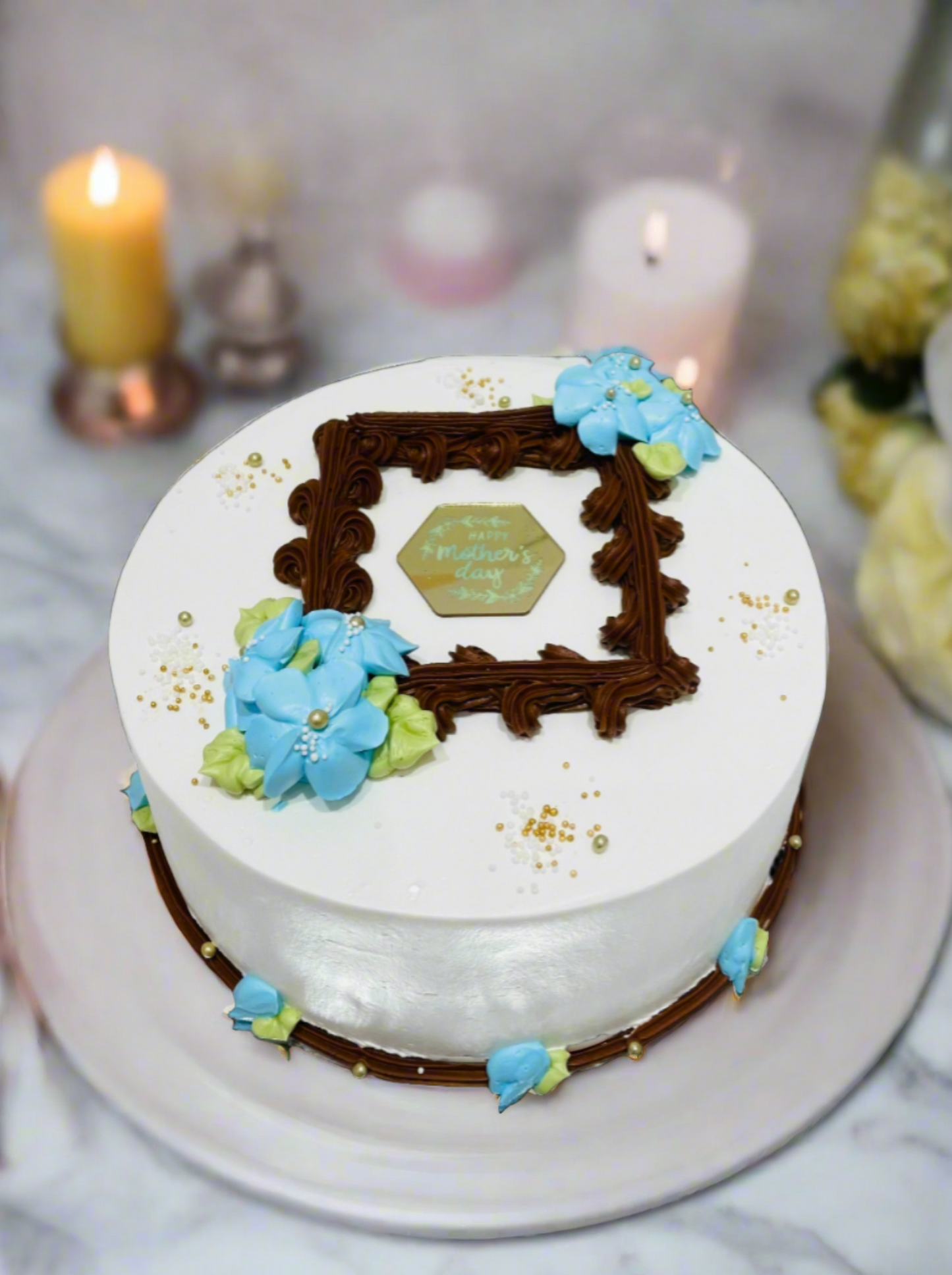 Blue Frame Mother's Day Cake