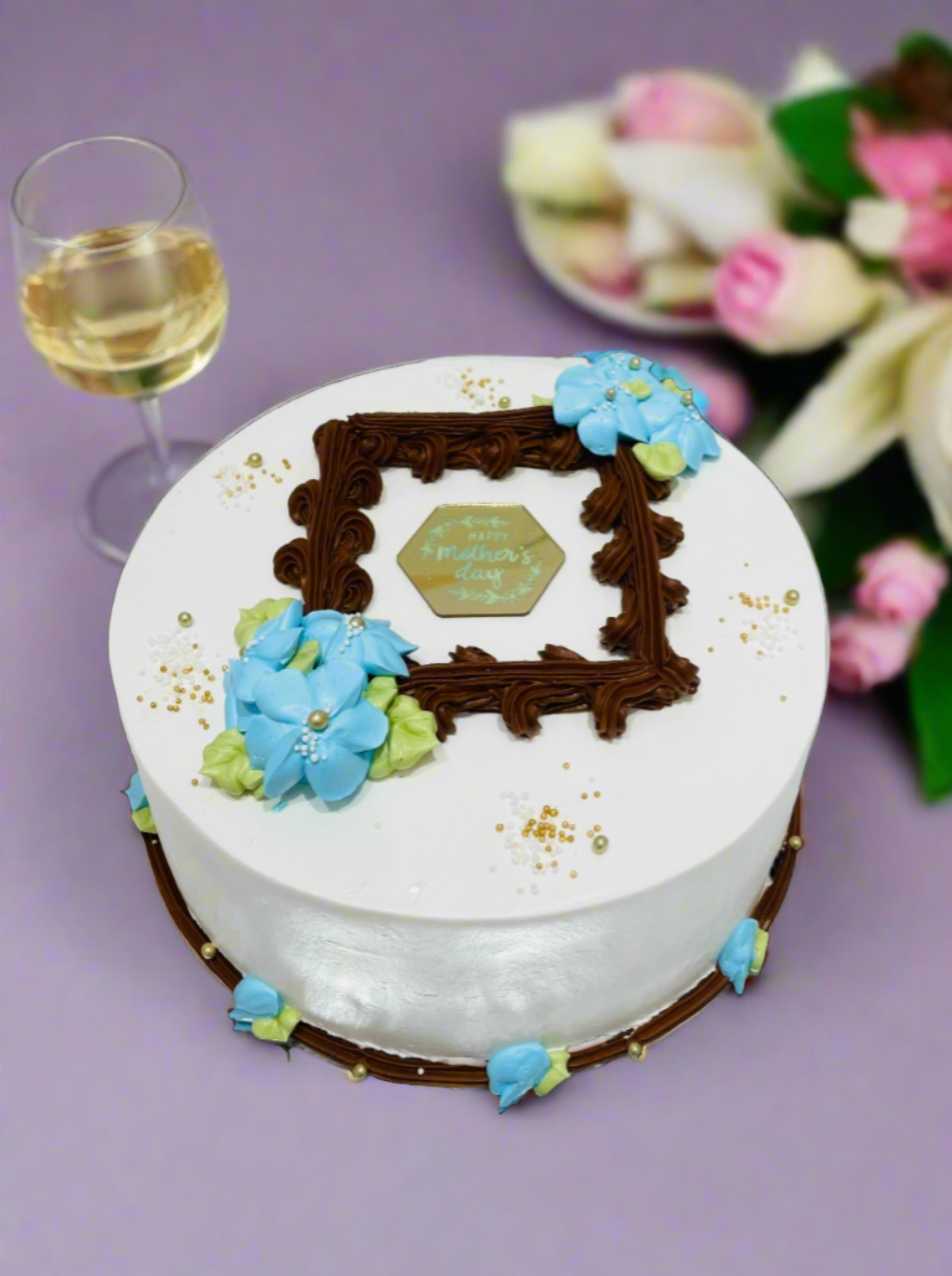 Blue Frame Mother's Day Cake