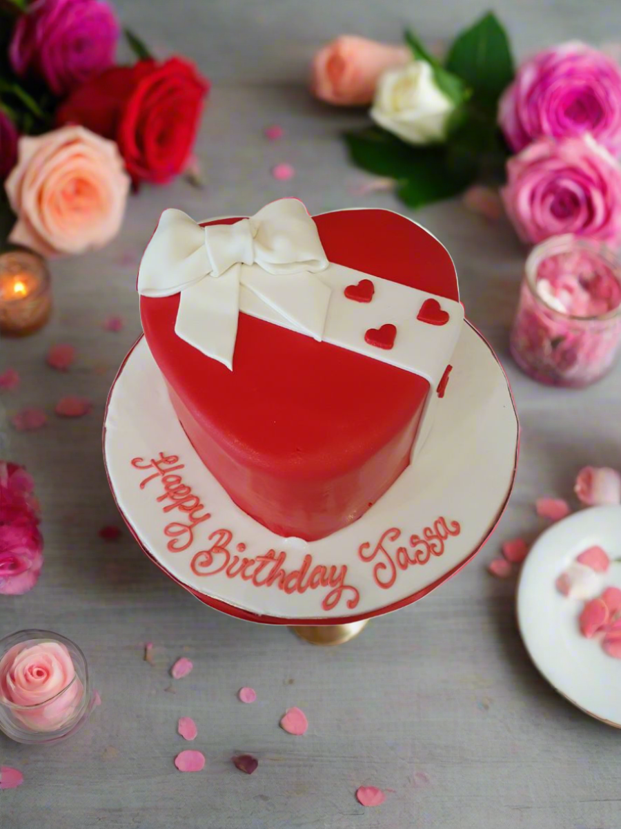 Red Valentine Fondant Heart Cake