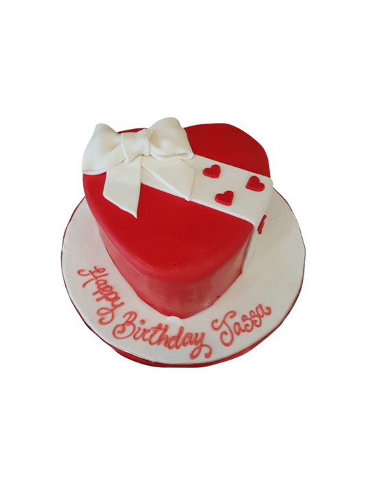 Red Valentine Fondant Heart Cake
