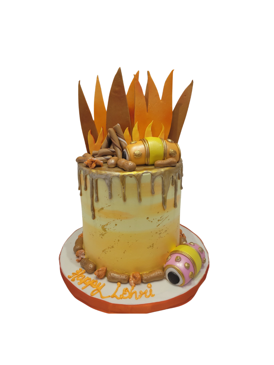 Yellow-Orange Lohri Cream Cake