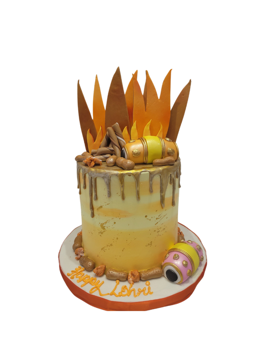 Yellow-Orange Lohri Cream Cake