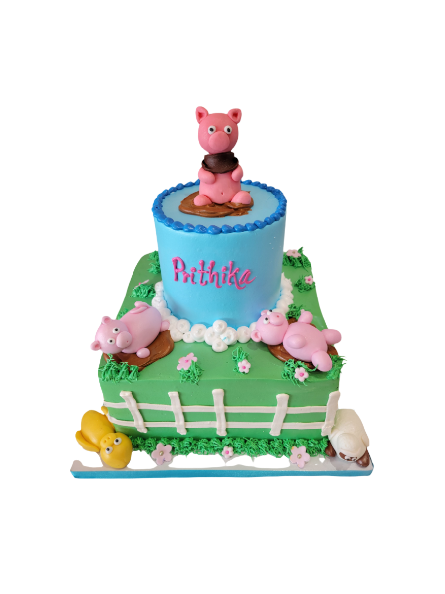 Farm Animals Tiered Cream Cake