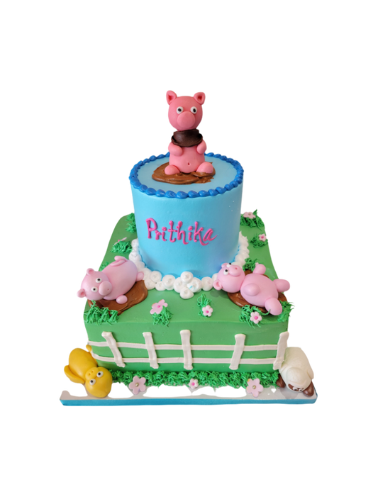 Farm Animals Tiered Cream Cake