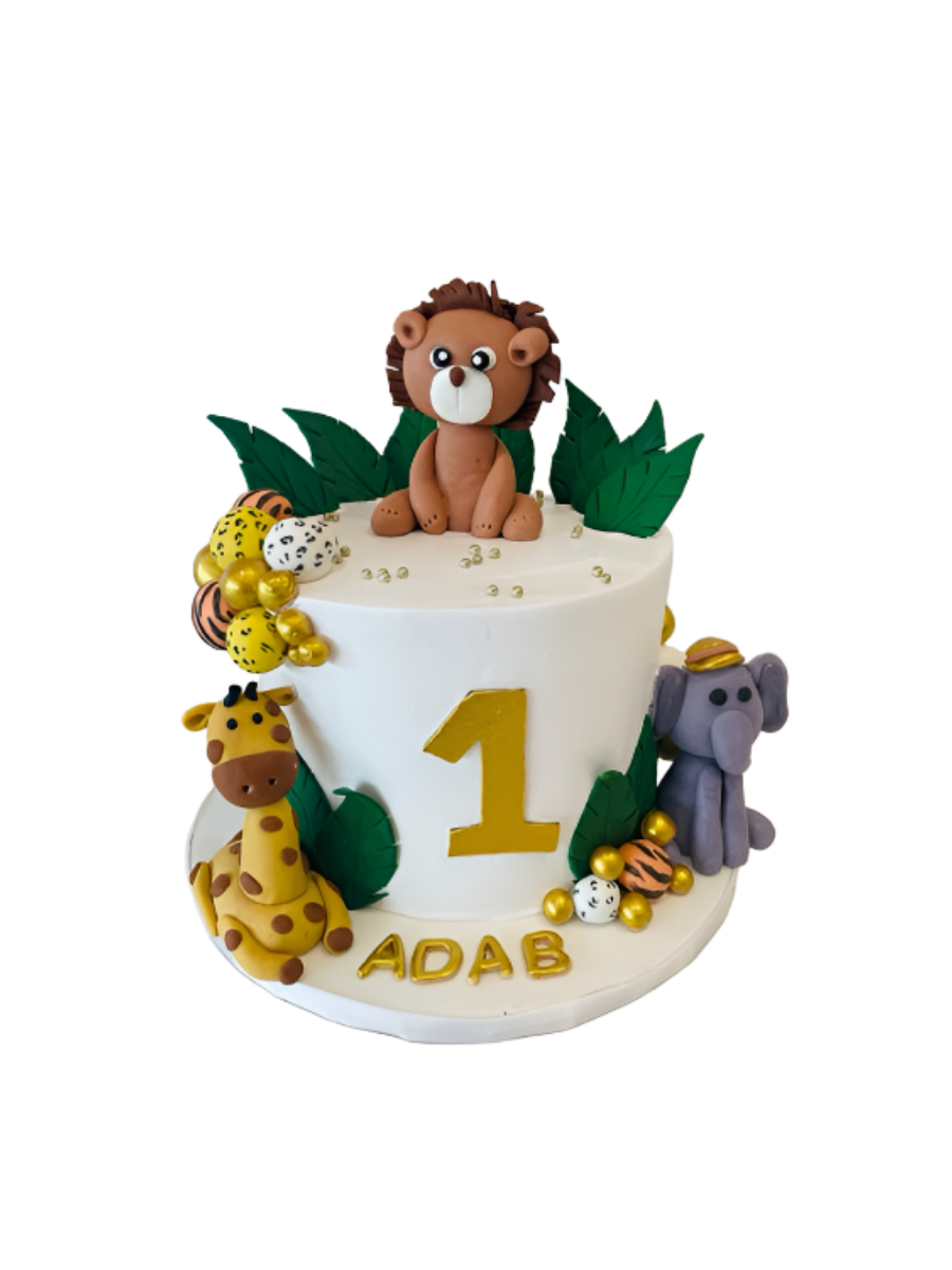 Adab 1st Birthday Animal Cream Cake