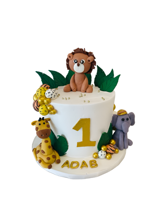 Adab 1st Birthday Animal Cream Cake