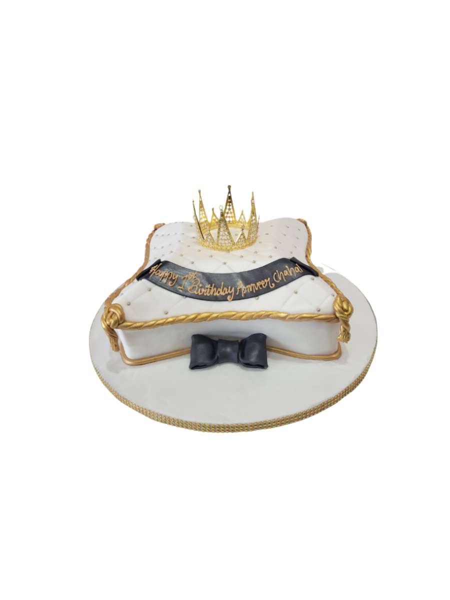 Golden Crown Pillow Fondant Cake