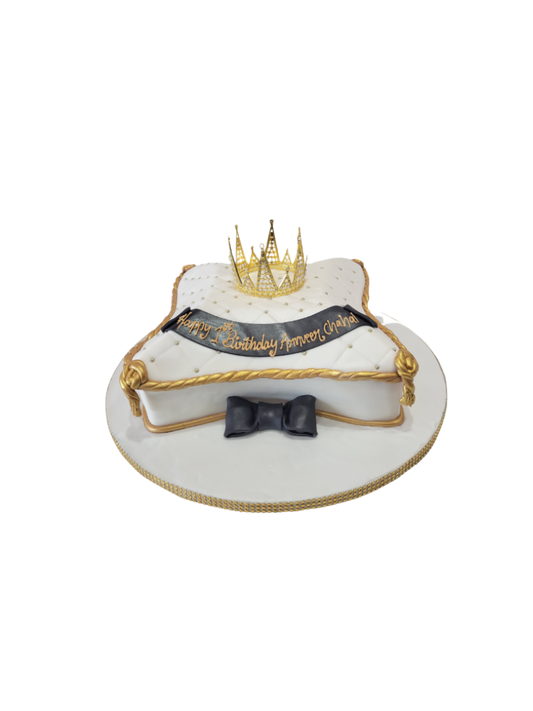 Golden Crown Pillow Fondant Cake