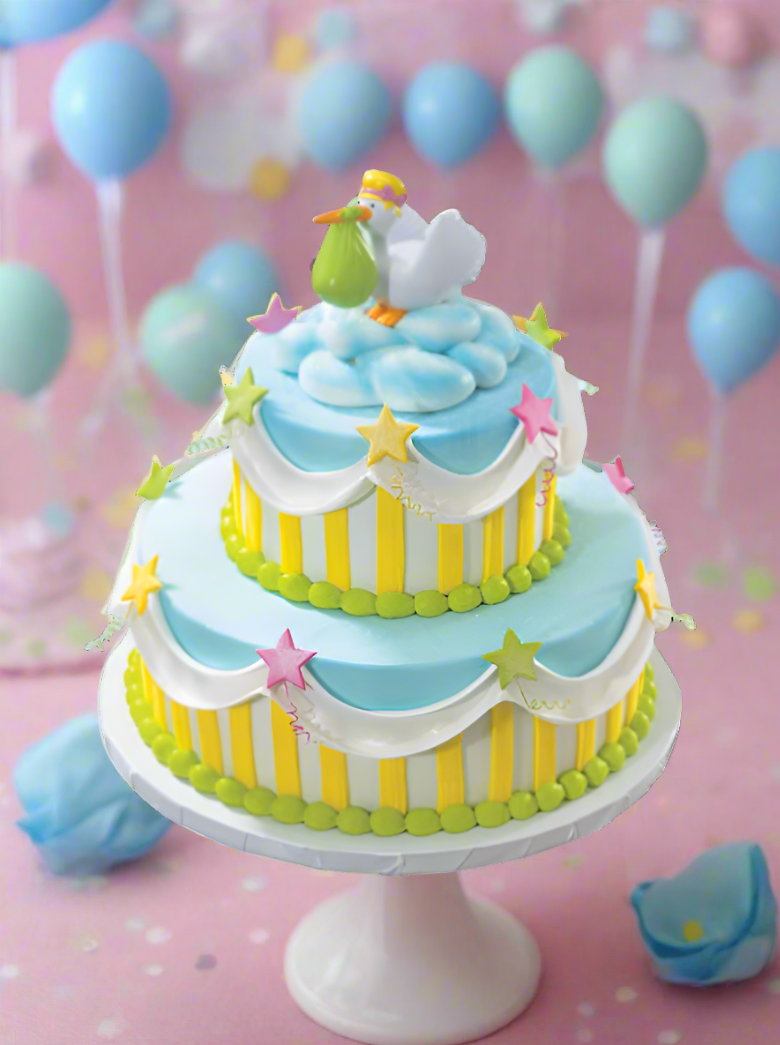 Delivery Stork Baby Shower Tiered Cake