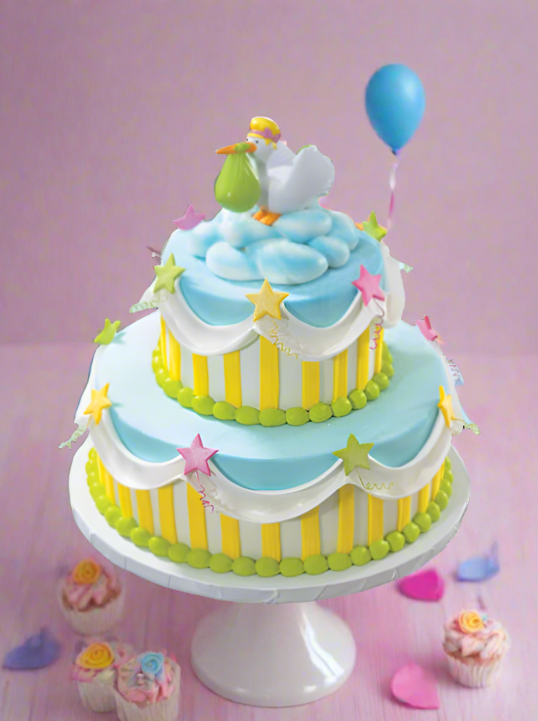 Delivery Stork Baby Shower Tiered Cake