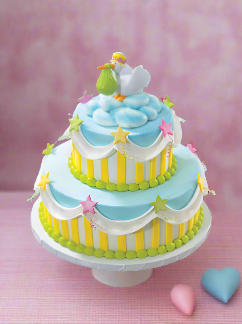 Delivery Stork Baby Shower Tiered Cake