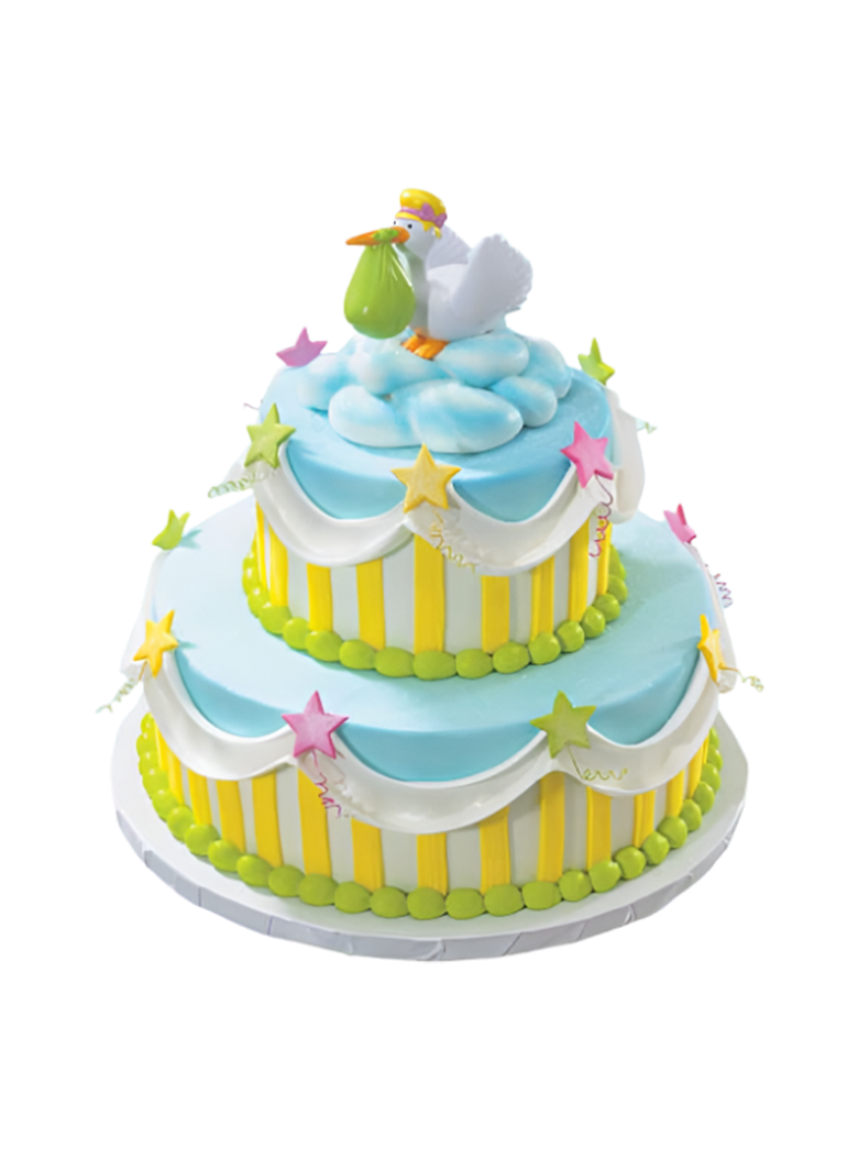 Delivery Stork Baby Shower Tiered Cake