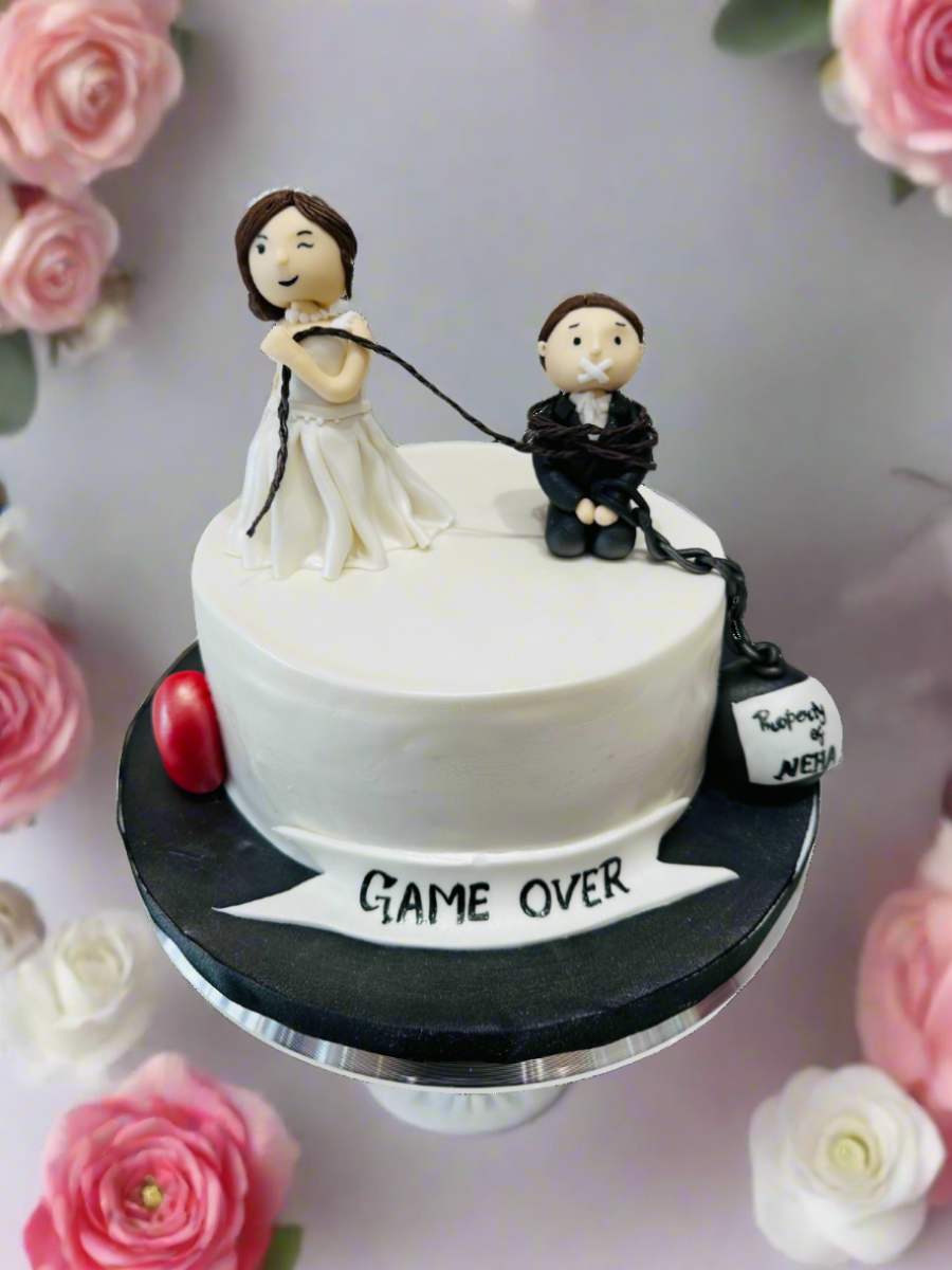 Bridal Shower Game Over Fondant Cake