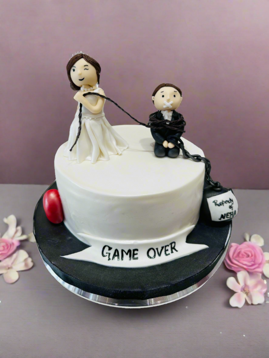 Bridal Shower Game Over Fondant Cake