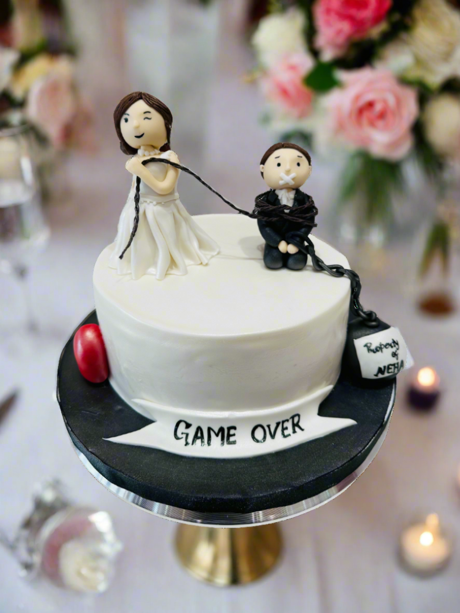 Bridal Shower Game Over Fondant Cake