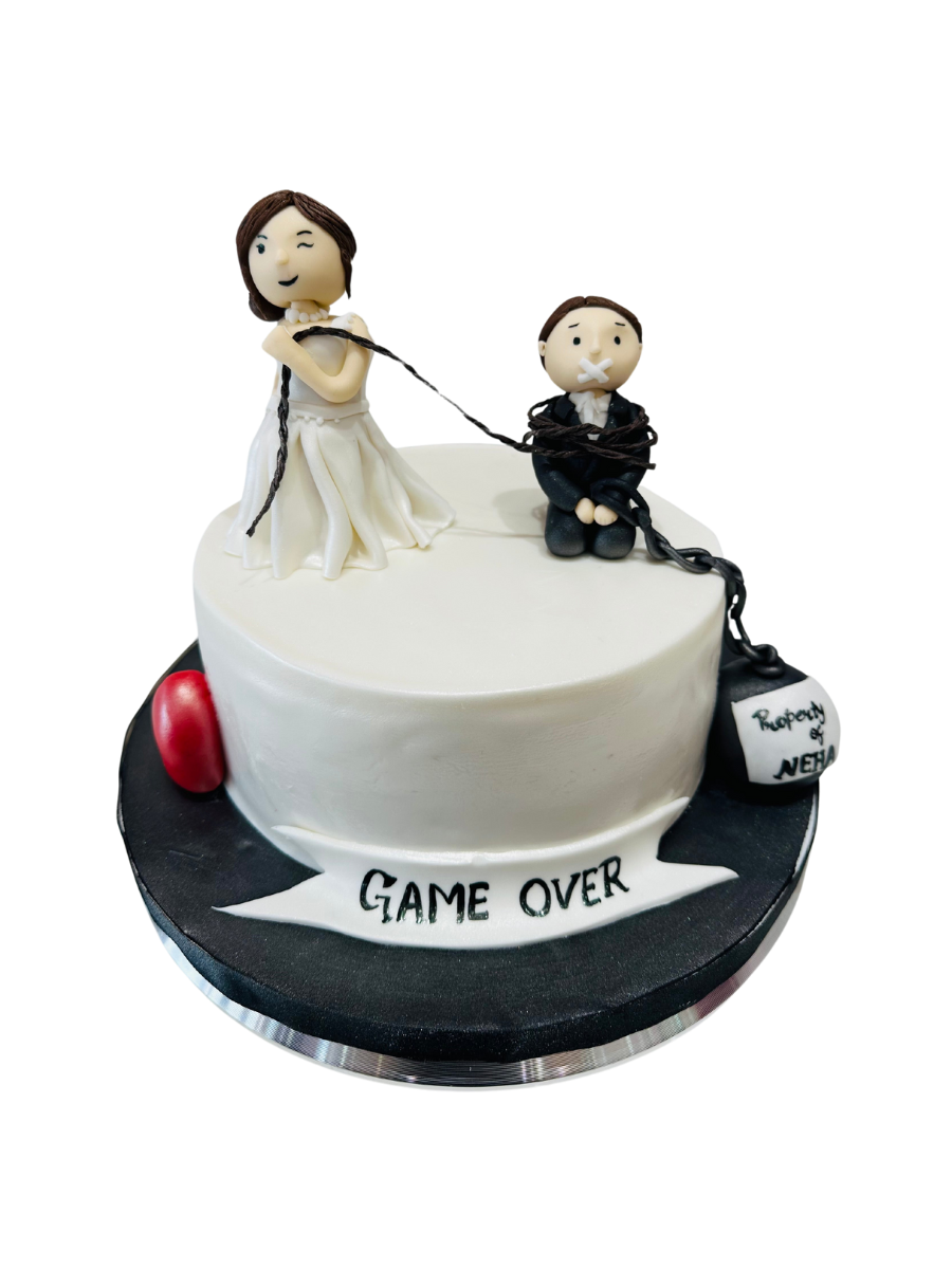 Bridal Shower Game Over Fondant Cake