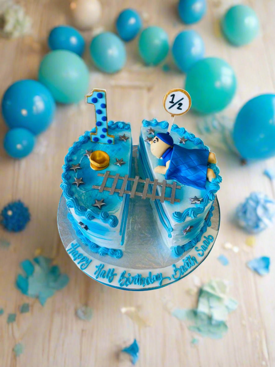 Split Half Birthday Cream Cake