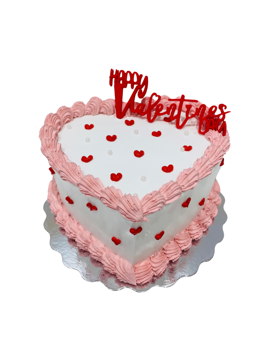 Pink & Red Heart Valentine Cake