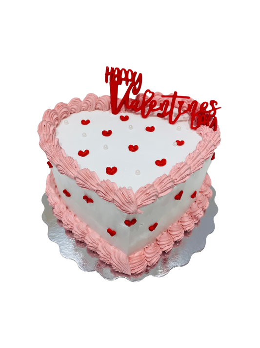 Pink & Red Heart Valentine Cake