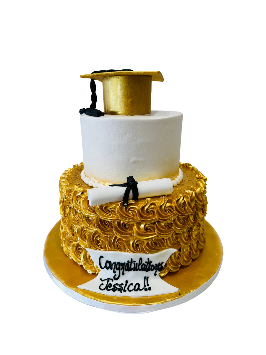 Gold Graduation Tiered Cake