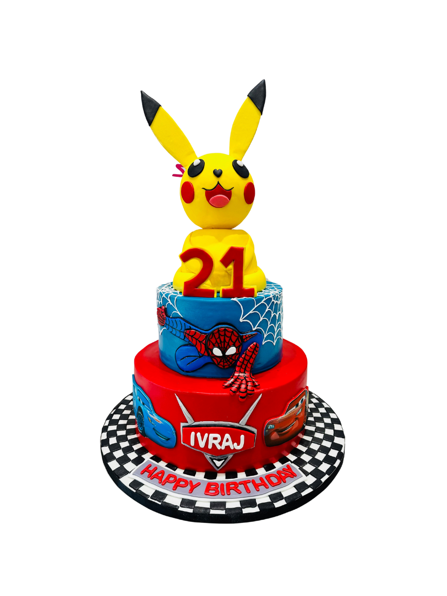 Pikachu & Cars Custom Fondant Cake