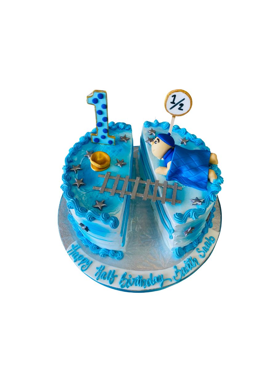 Split Half Birthday Cream Cake