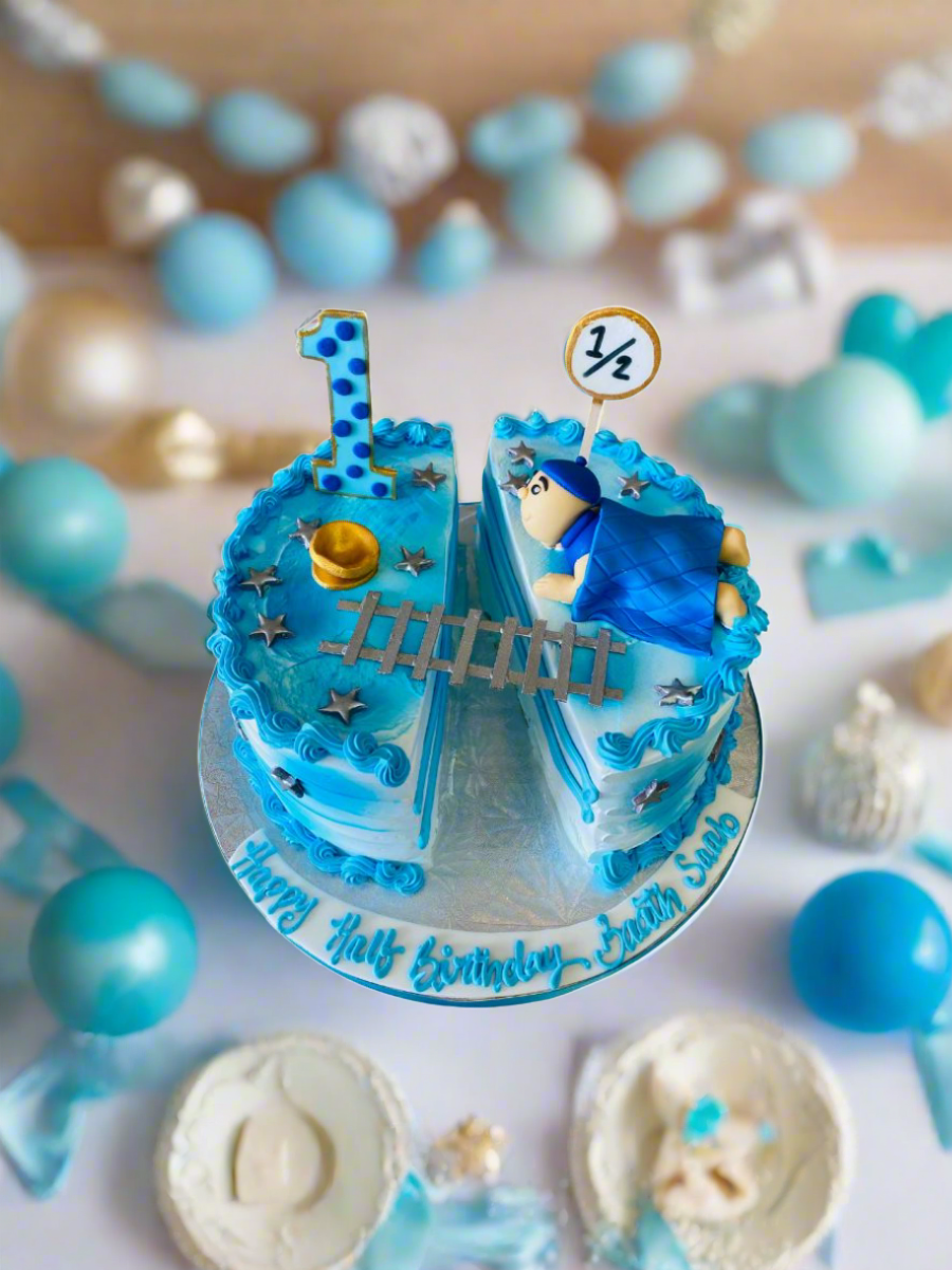 Split Half Birthday Cream Cake