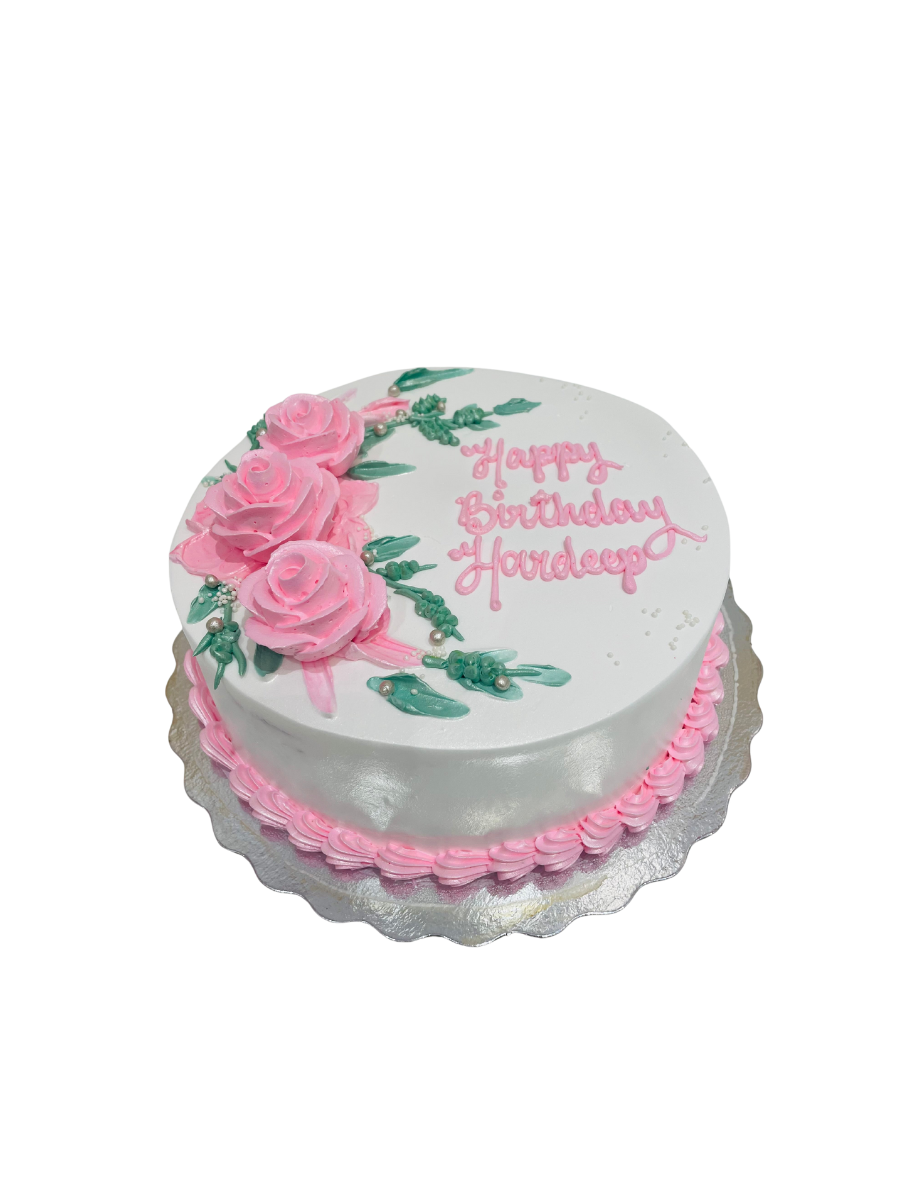 Pink Roses Cream Cake