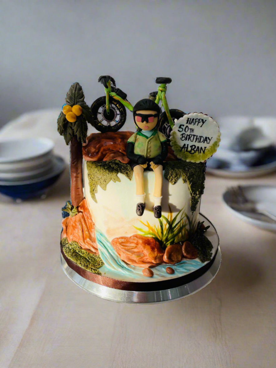 Biking Adventure Fondant Cake