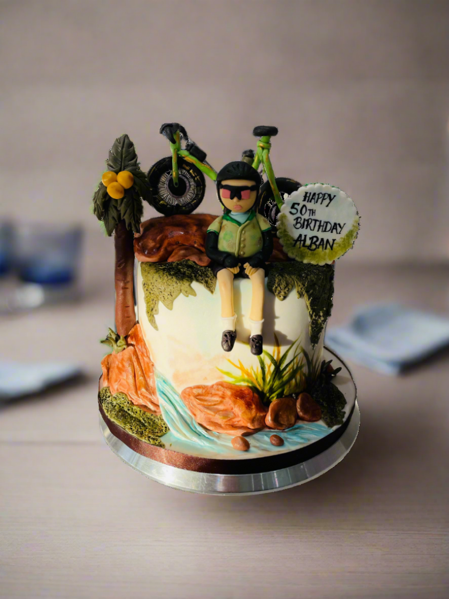Biking Adventure Fondant Cake