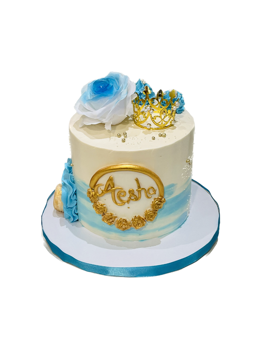 Aesha Ivory & Blue Birthday Cake