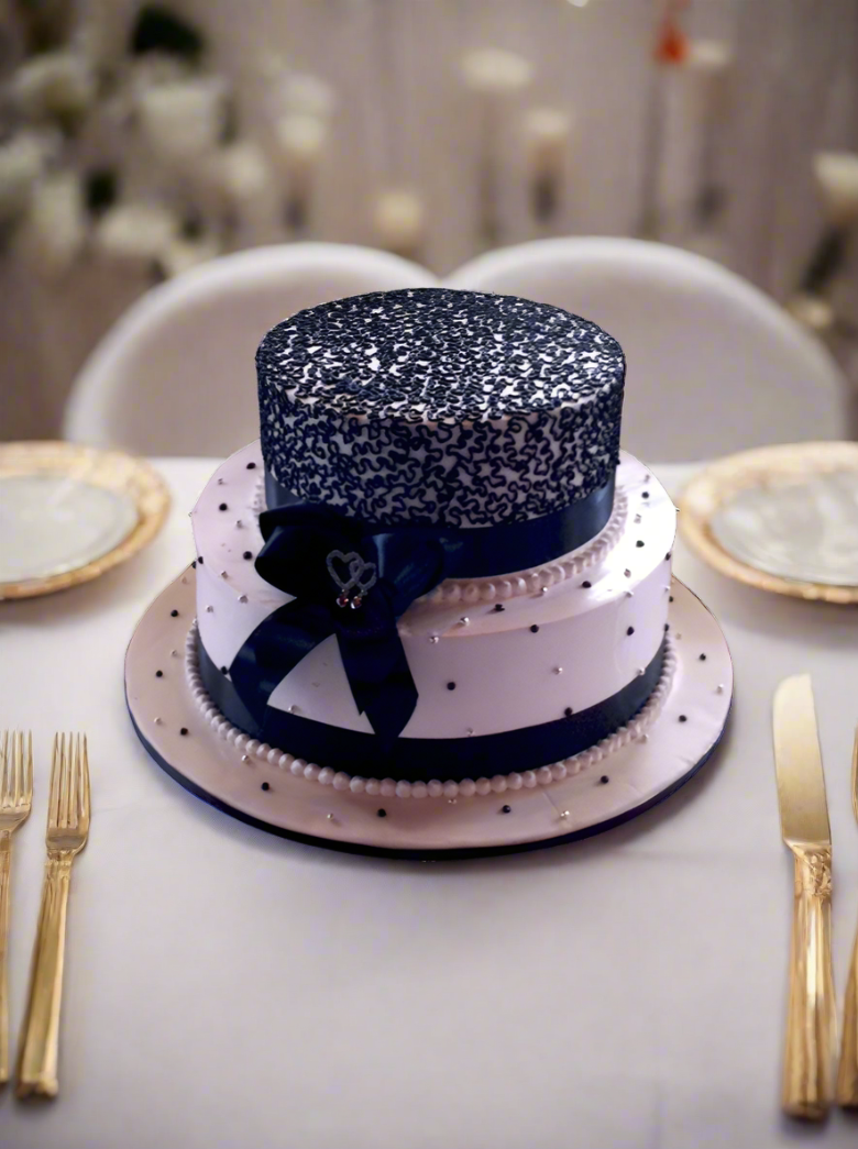 Jennie Black And White Wedding Cake