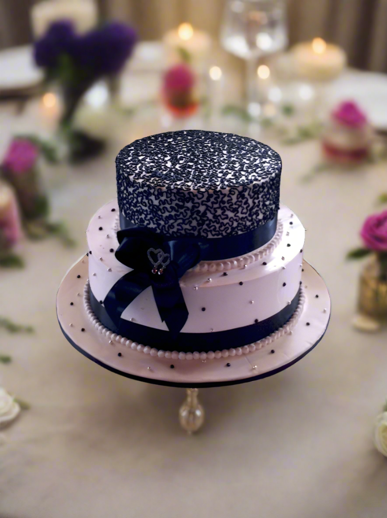 Jennie Black And White Wedding Cake