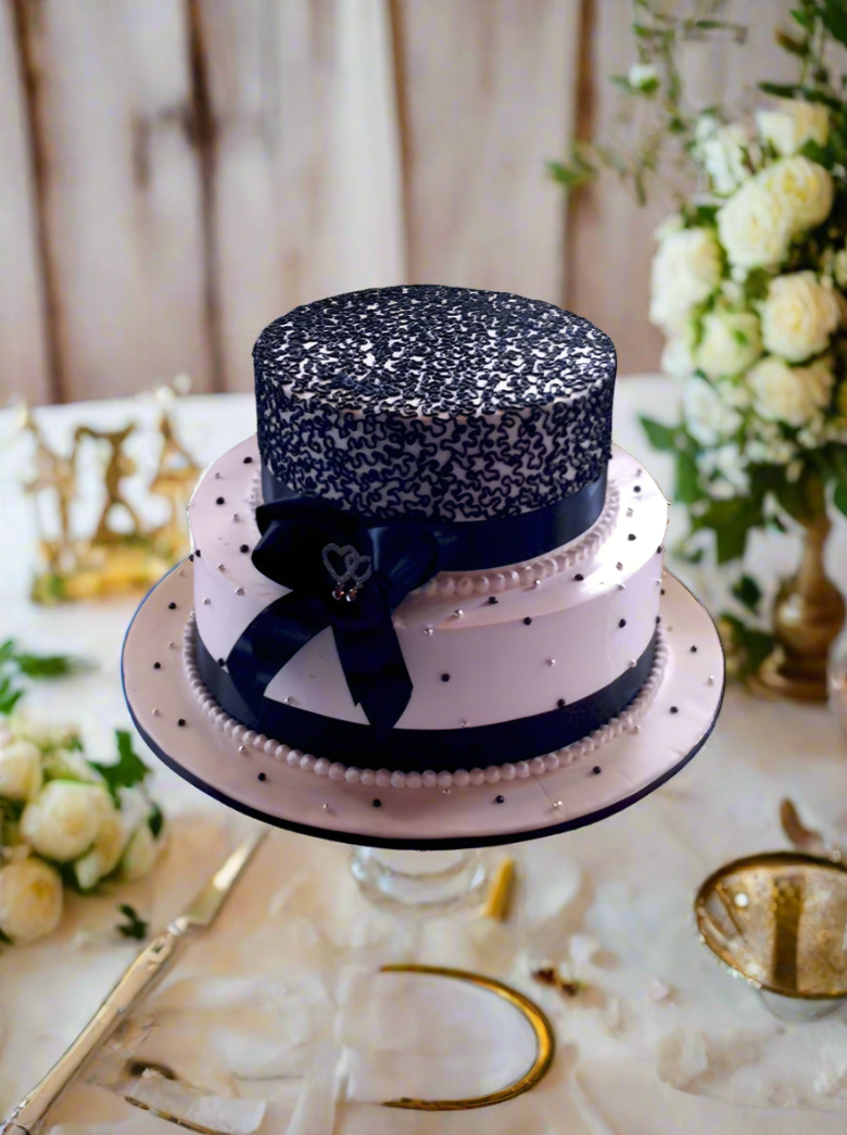 Jennie Black And White Wedding Cake