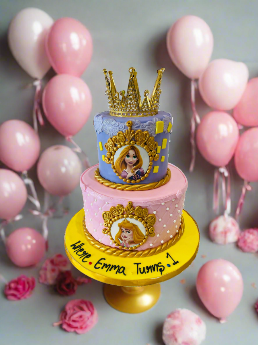 Emma Princess Crown Fondant Tiered Cake