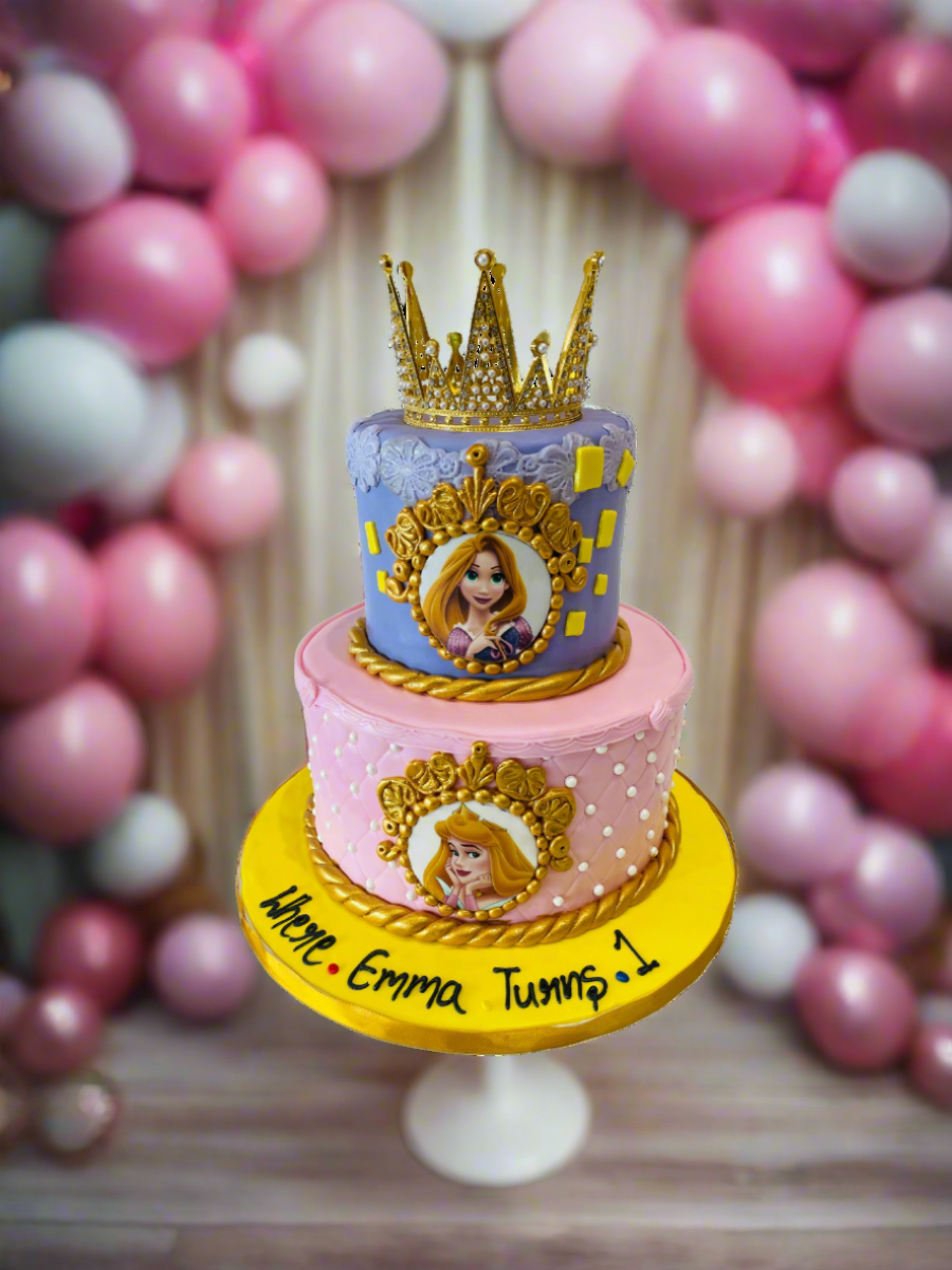 Emma Princess Crown Fondant Tiered Cake