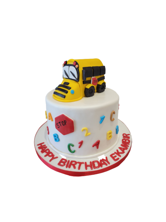 Ekambir School Bus Fondant Cake