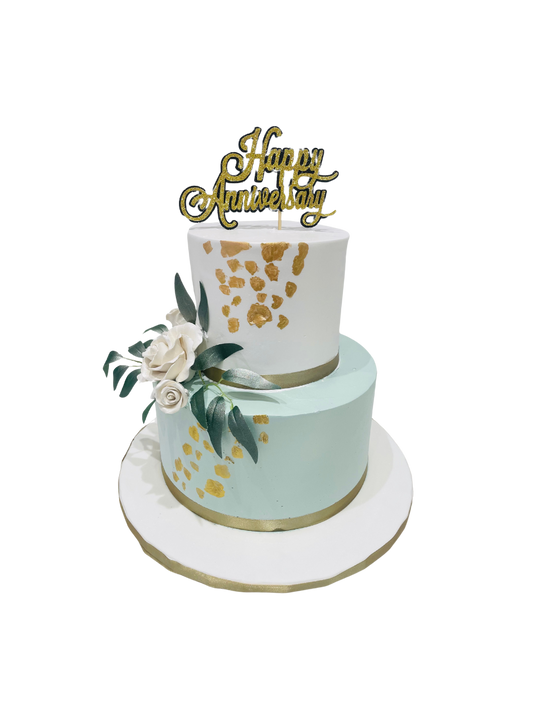 Sage Green Anniversary Tiered Cake