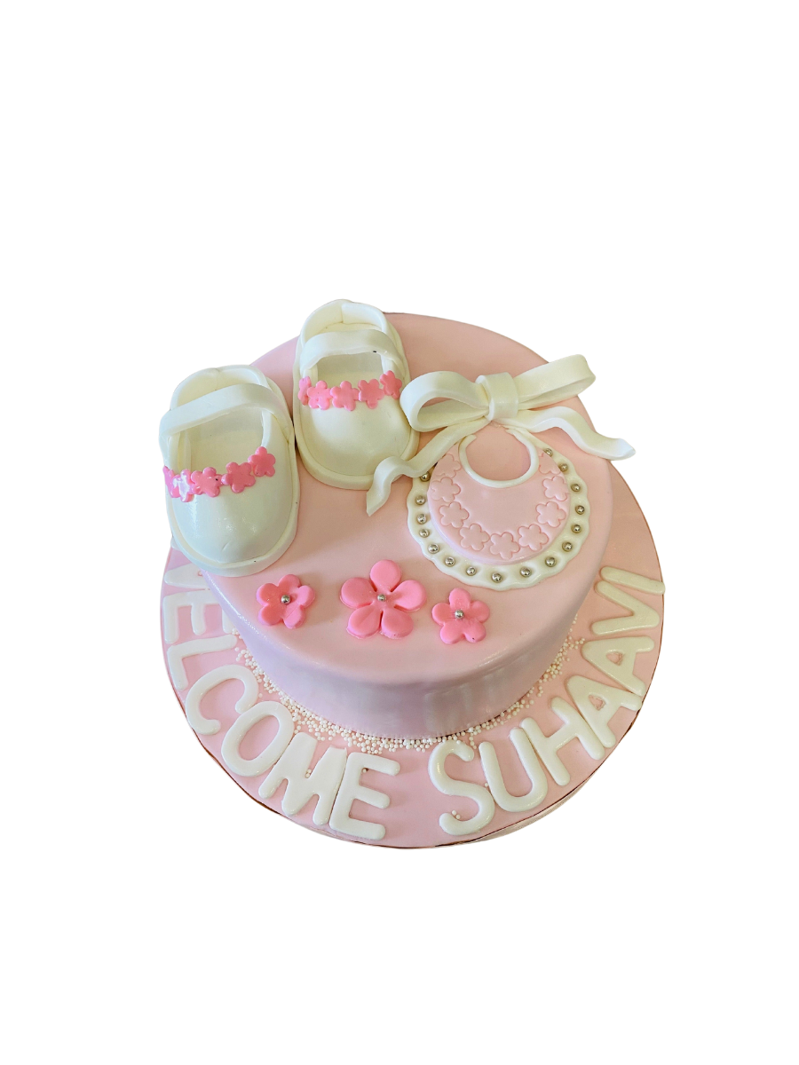 Baby Girl Pink Fondant Cake
