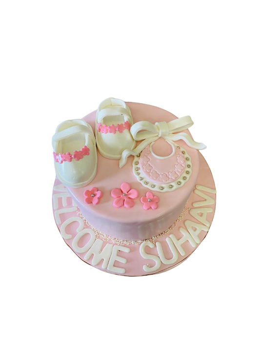 Baby Girl Pink Fondant Cake