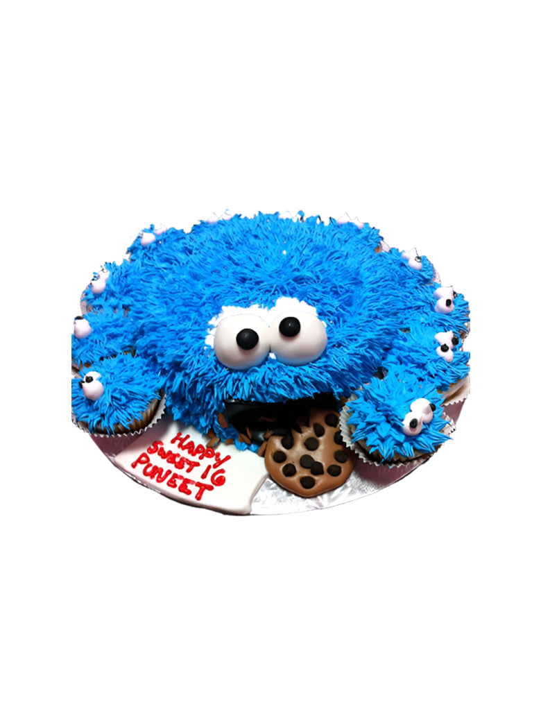 Cookie Monster Theme Cake & Cupcakes